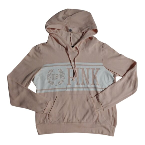 PINK Victoria's Secret Pullover Hoodie Womens Medium Pink Long Sleeve Sweatshirt - Picture 1 of 9